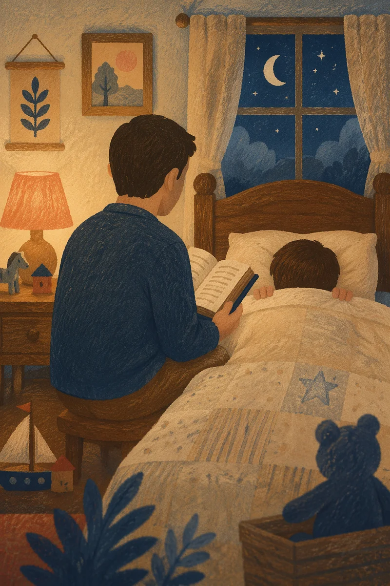 Parent Reading Bible at Child's Bedtime