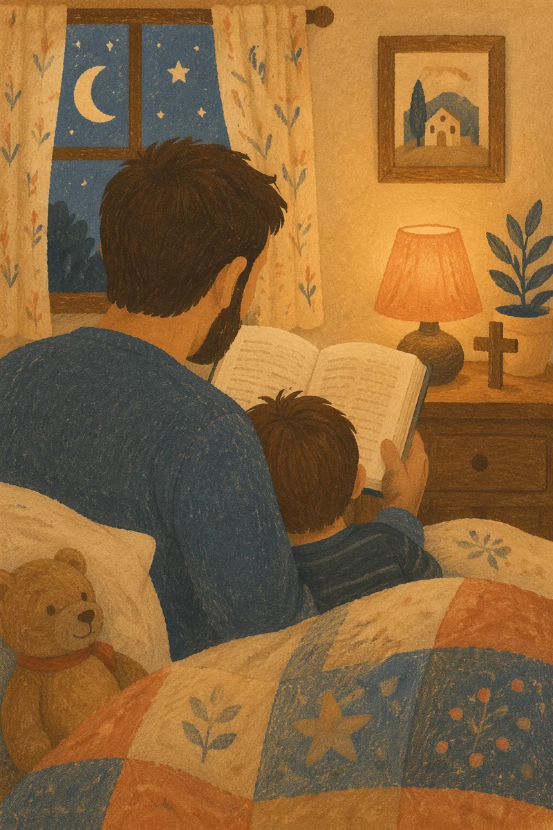 Parent Reading Bible at Child Bedtime