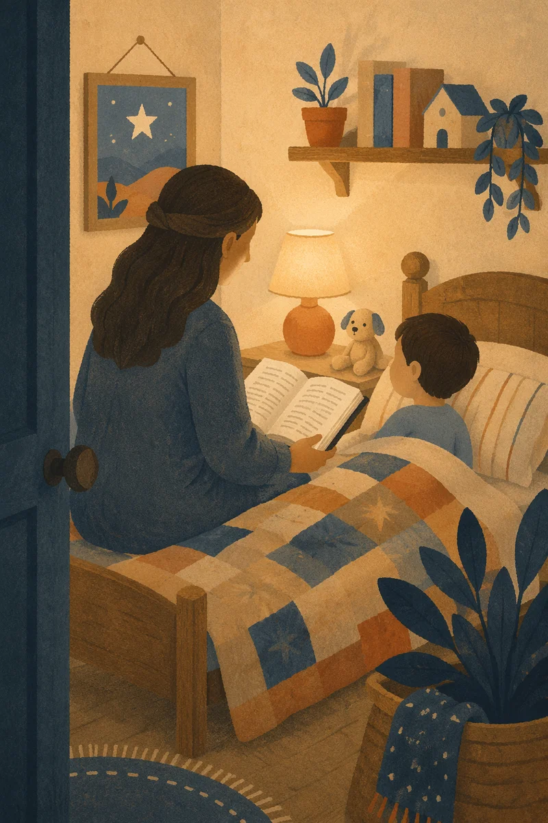 Parent Reading Bible at Child Bedtime