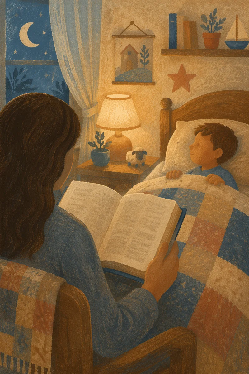 Bedtime Bible Reading in Cozy Bedroom