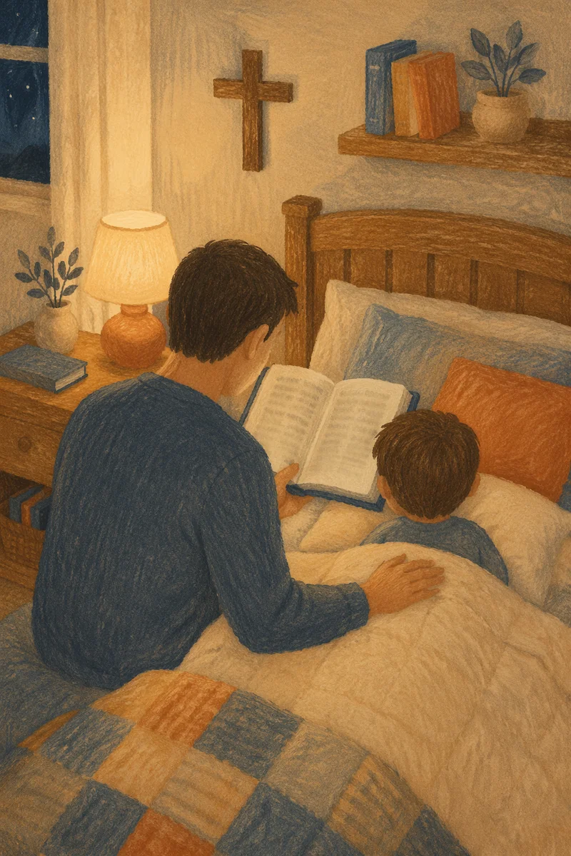Parent Reading Bible at Bedtime