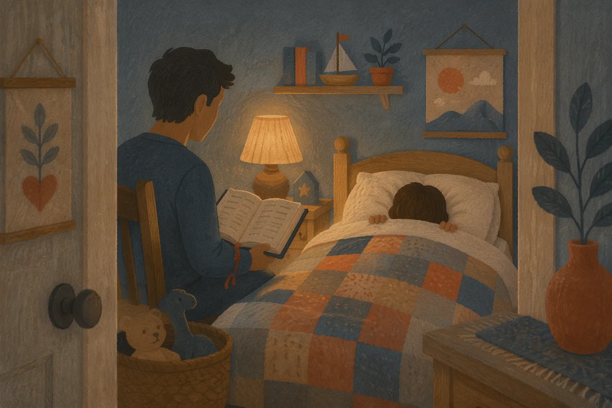Parent Reading Bible at Child Bedtime