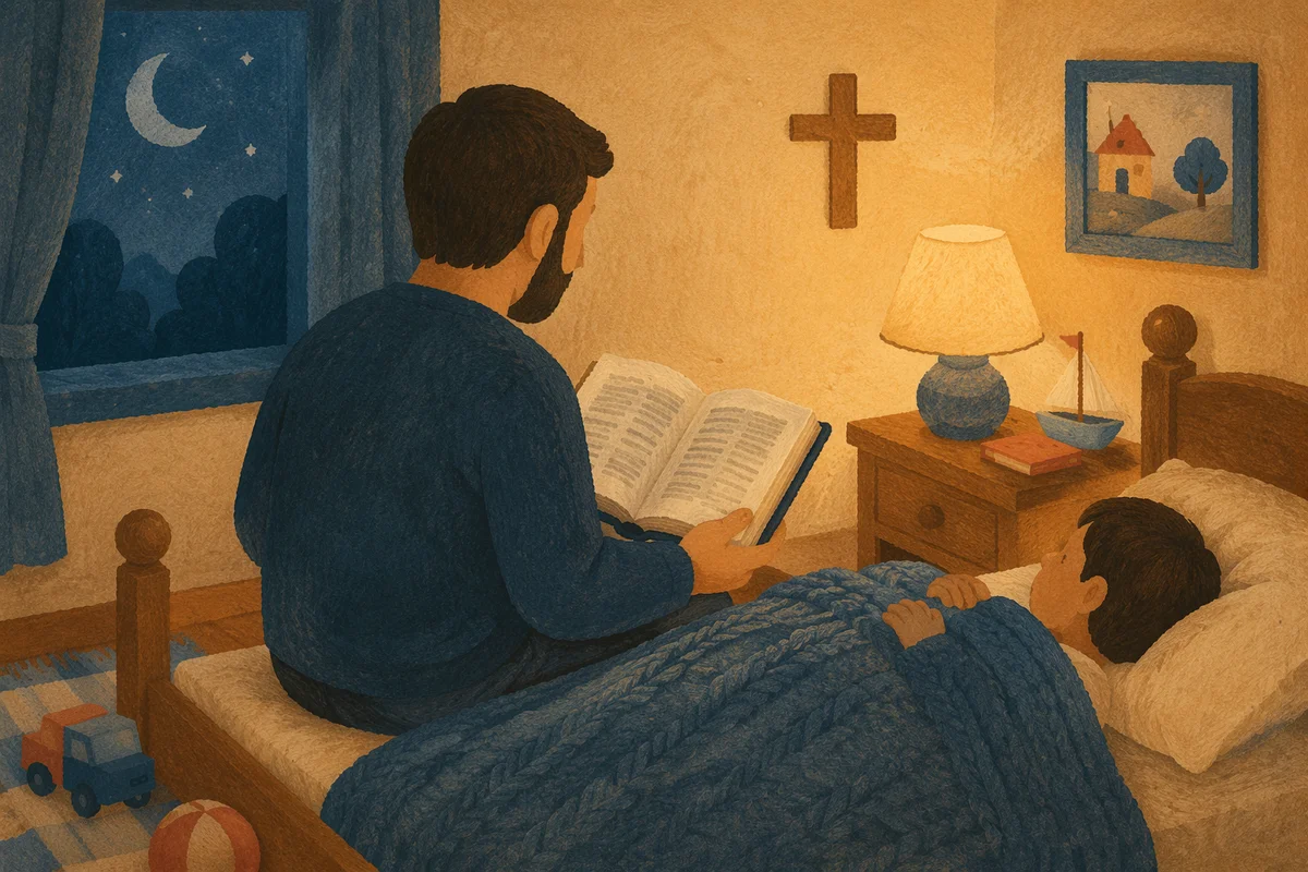 Parent Reading Bible at Bedtime