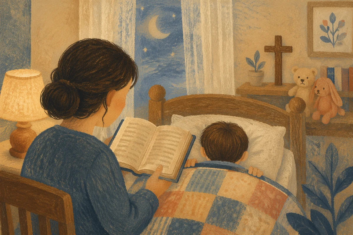 Parent Reading Bible at Bedtime
