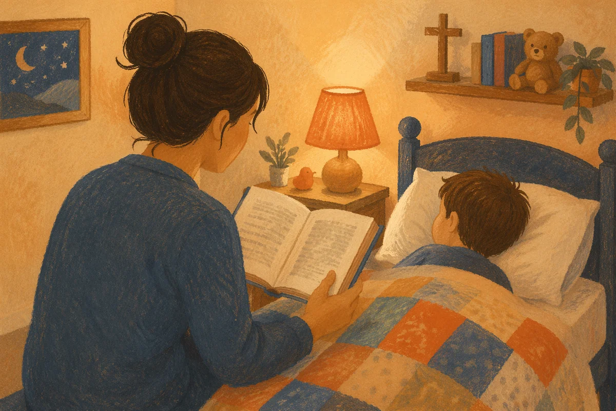 Bedtime Bible Reading with Parent and Child