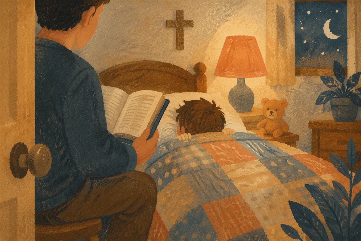 Tender Bedtime Bible Reading with Child