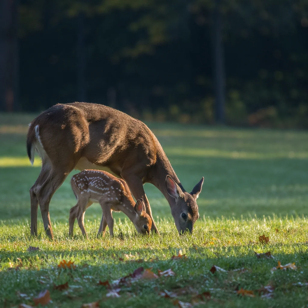 Doe and Fawn in Morning Meadow
