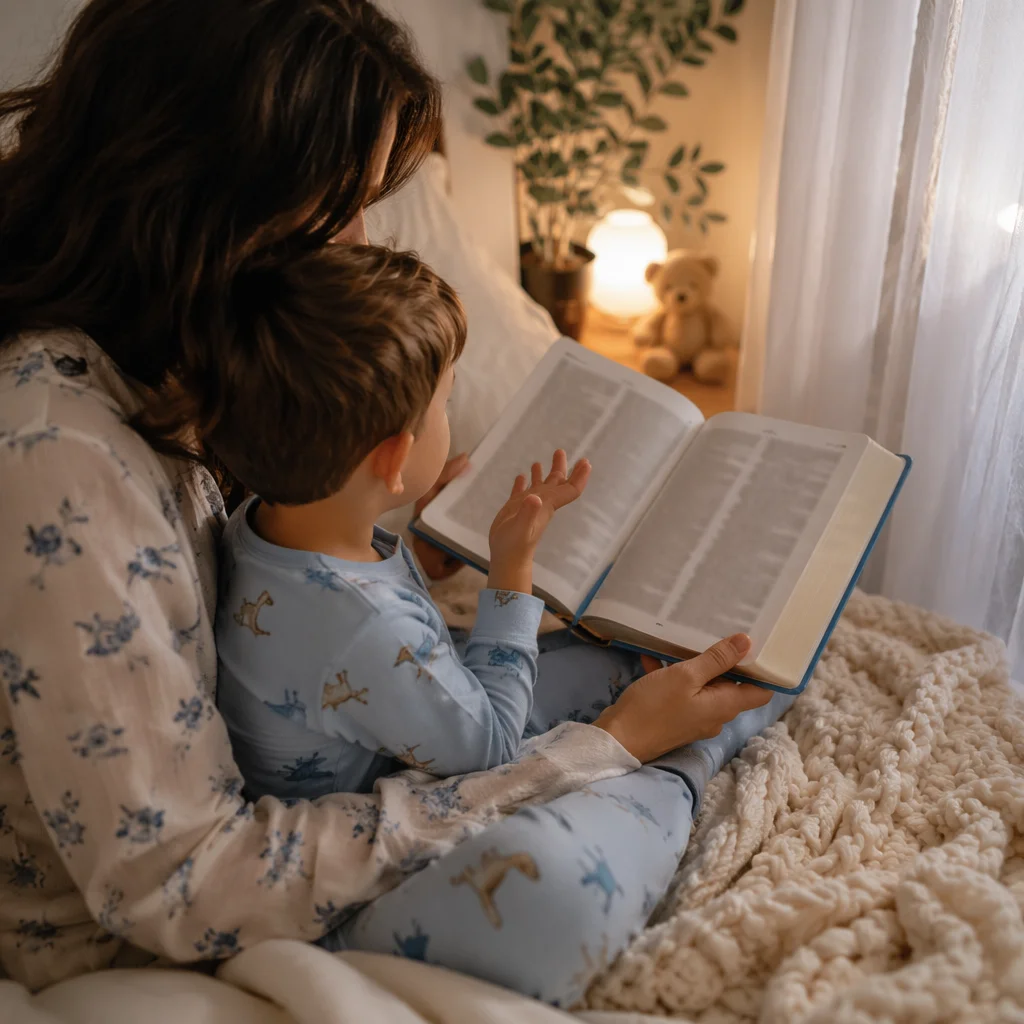 Bedtime Bible Reading with Parent and Child