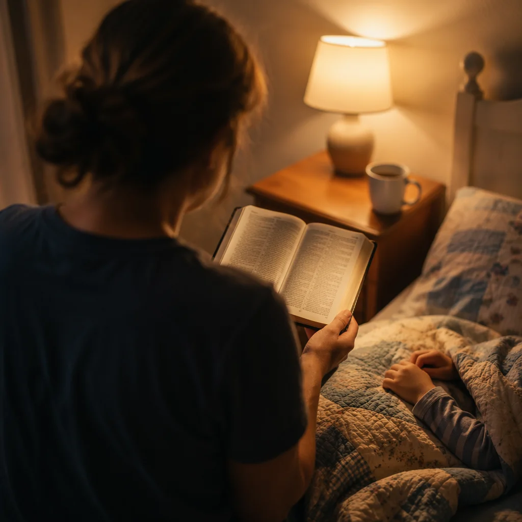 Parent Reading Bible at Bedtime