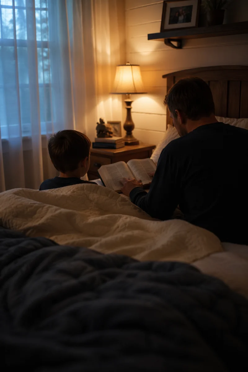Parent Reading Bible at Bedtime
