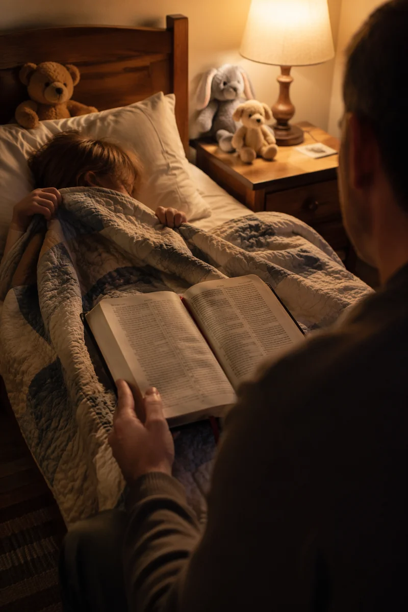 Bedtime Bible Reading with Parent and Child