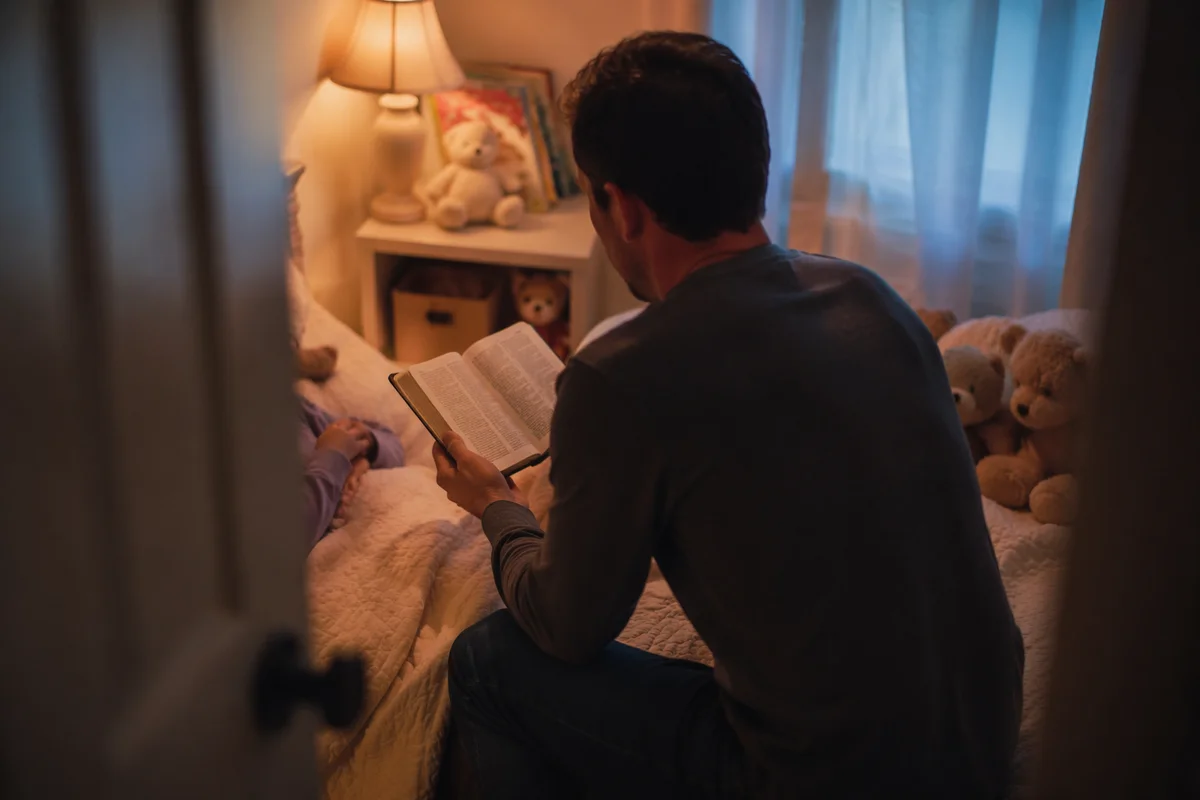 Parent Reading Bible at Bedtime