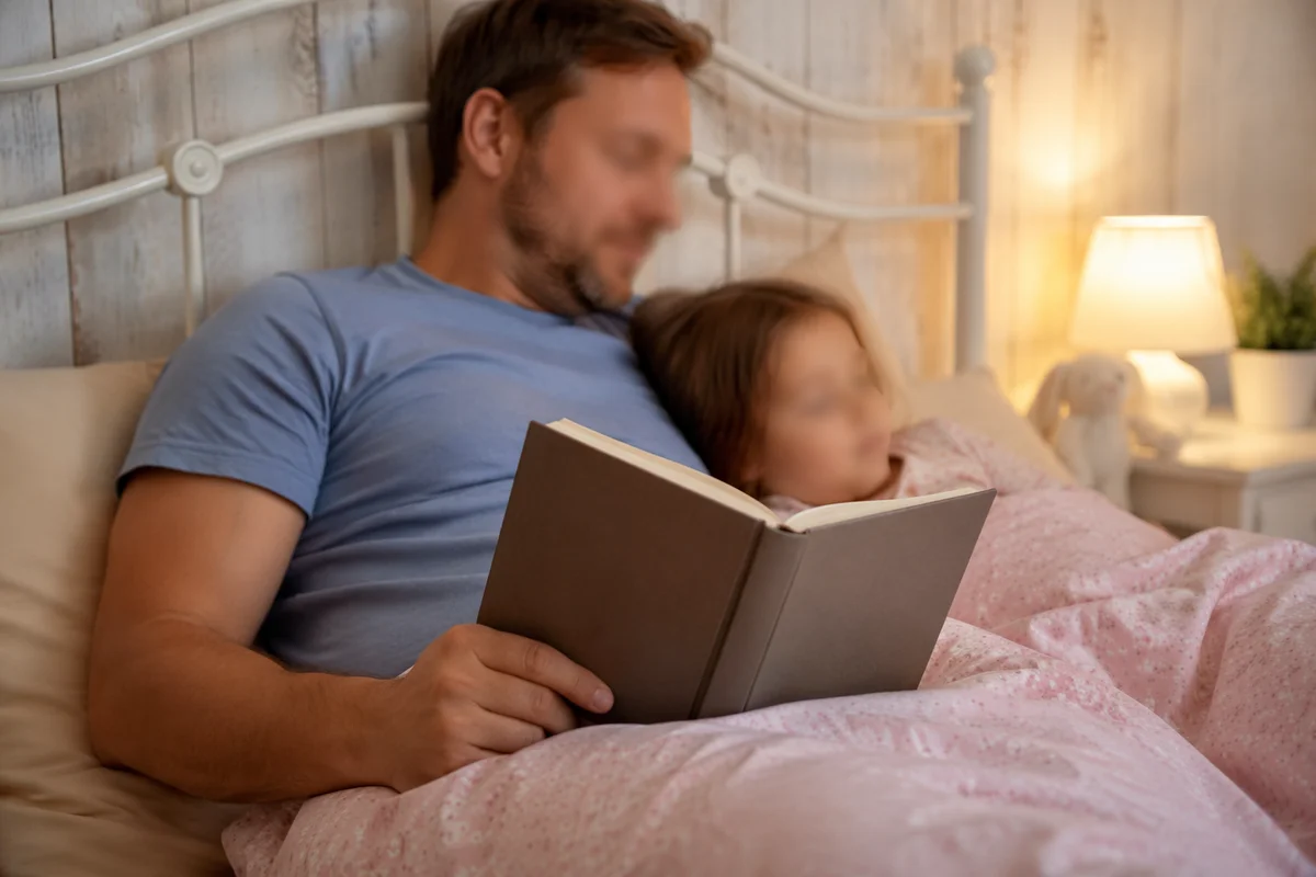 Parent Reading Bible at Child Bedtime