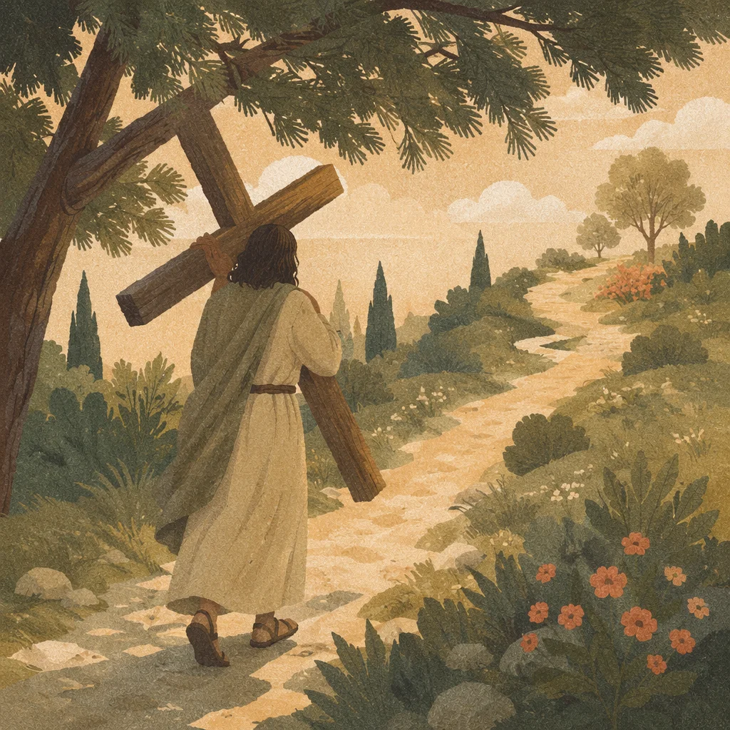 Carrying the Cross Up a Quiet Hillside