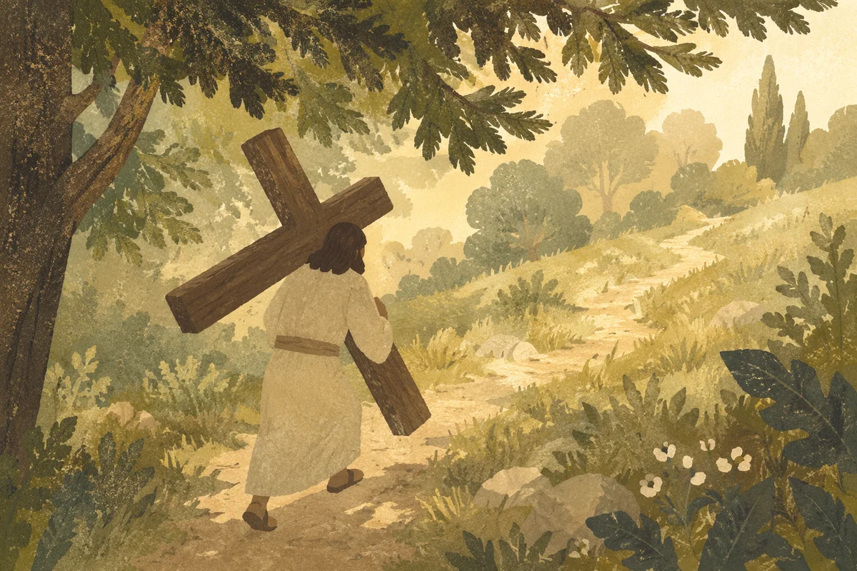 Carrying the Cross Up a Quiet Hillside