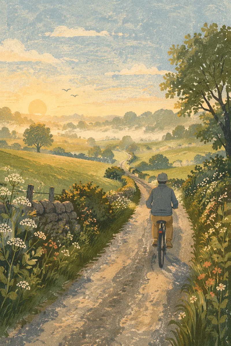 Peaceful Cycling Through Green Countryside