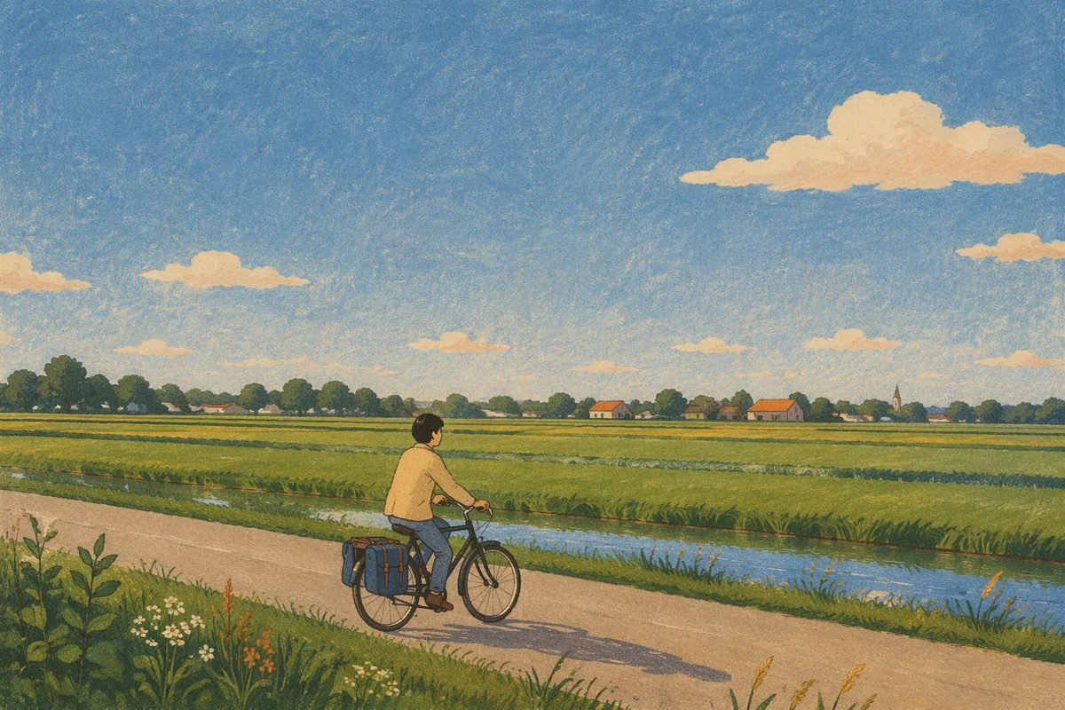 Cyclist on Quiet Countryside Road