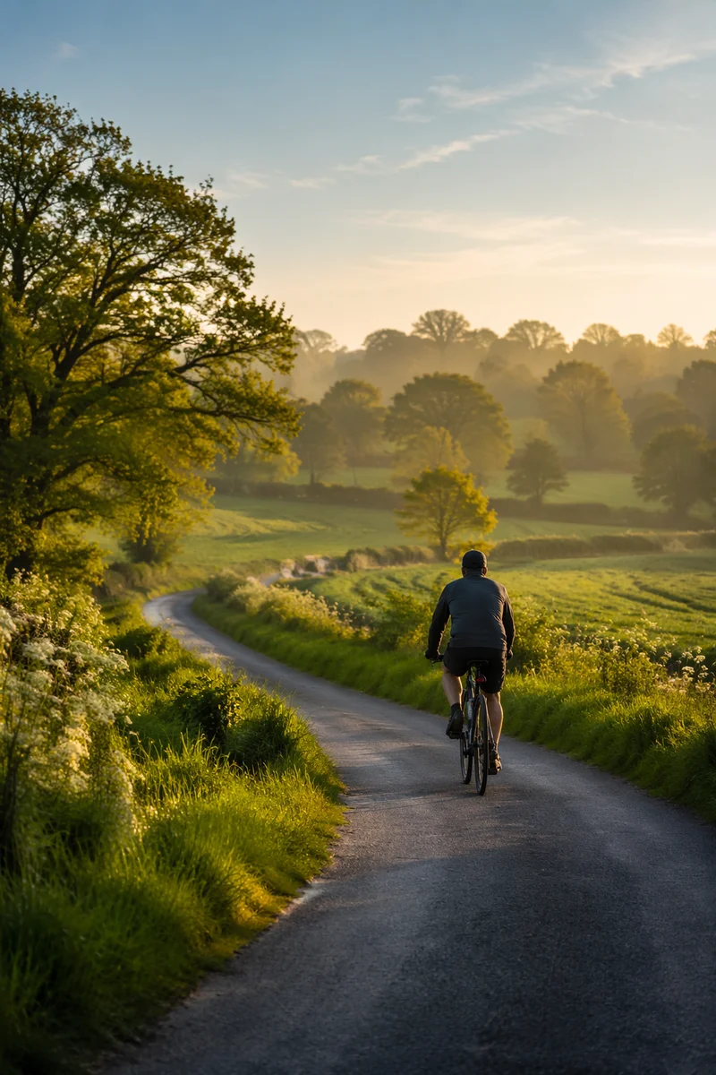 Peaceful Cycling Through Green Countryside