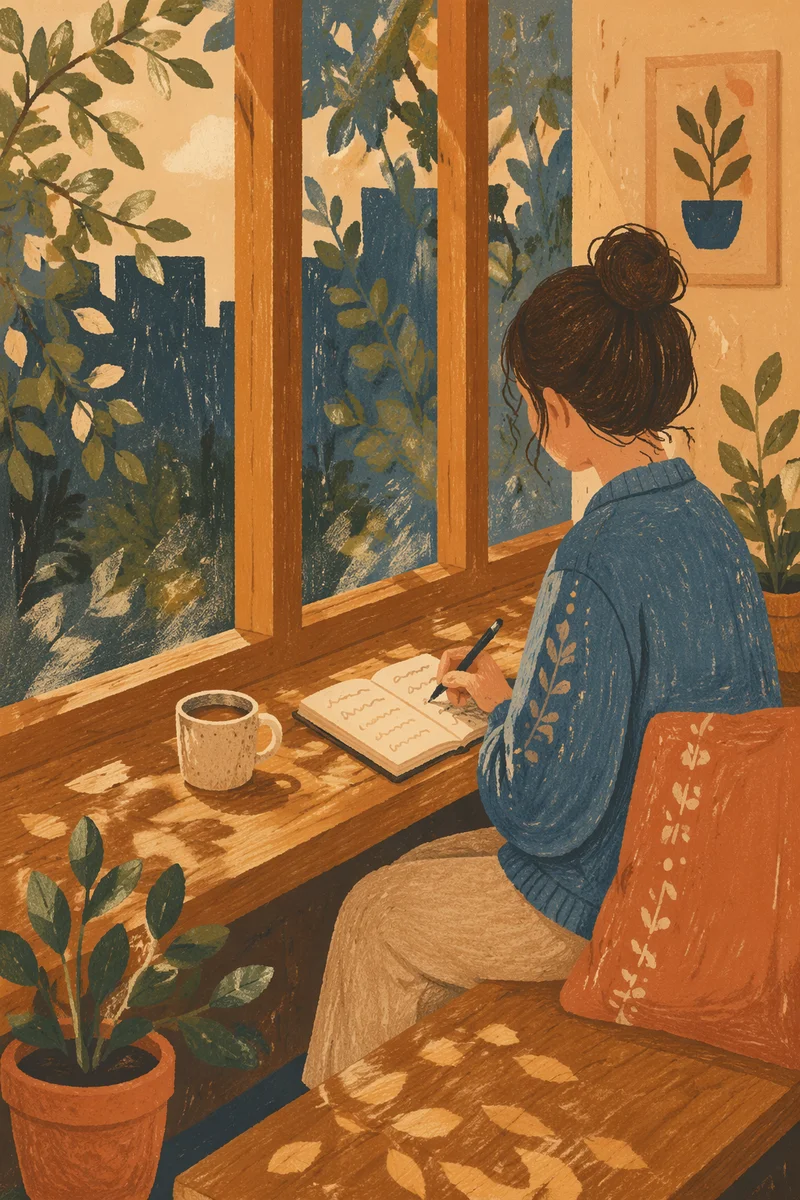 Quiet Journaling by Coffee Shop Window