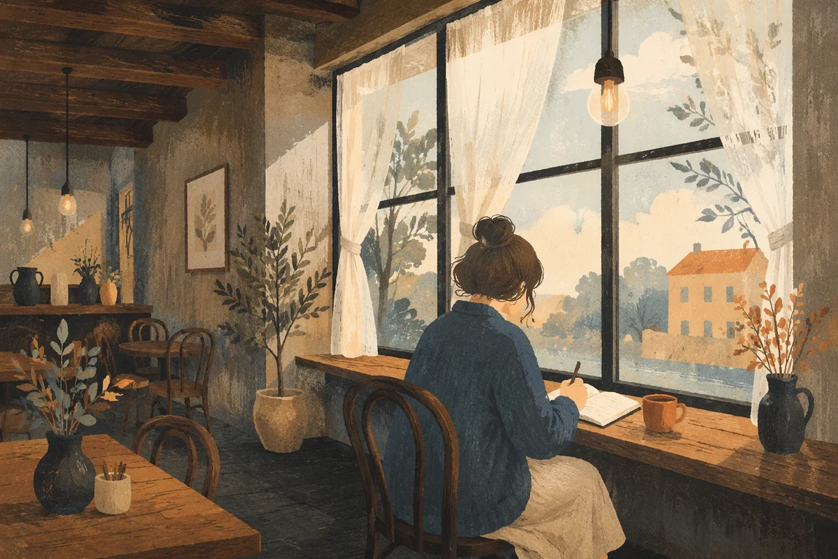 Quiet Journaling by Coffee Shop Window