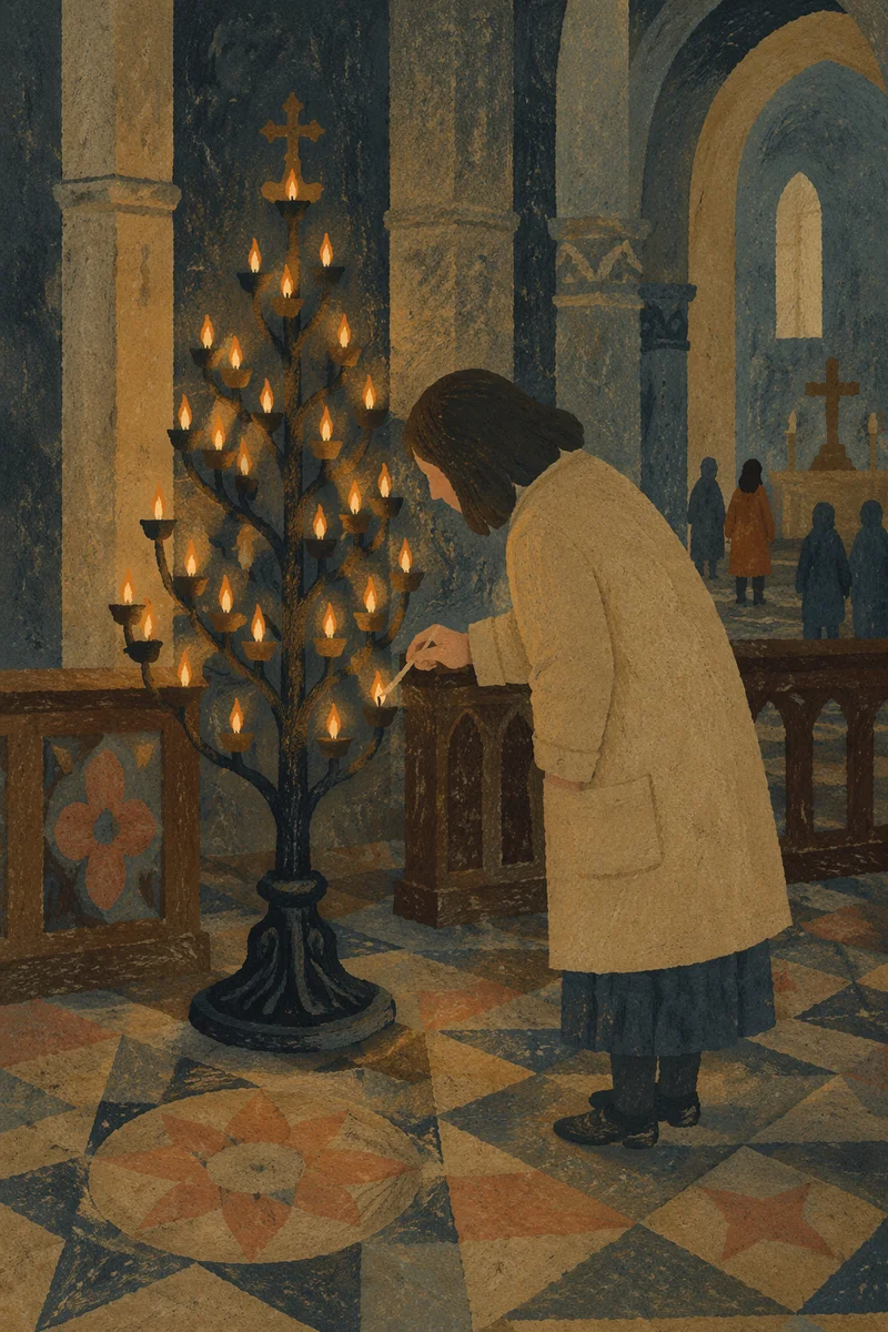 Candle Lighting Prayer in a Dark Church