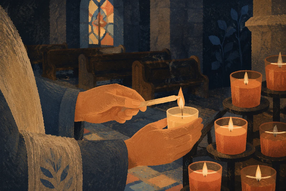 Lighting a Candle in Quiet Church