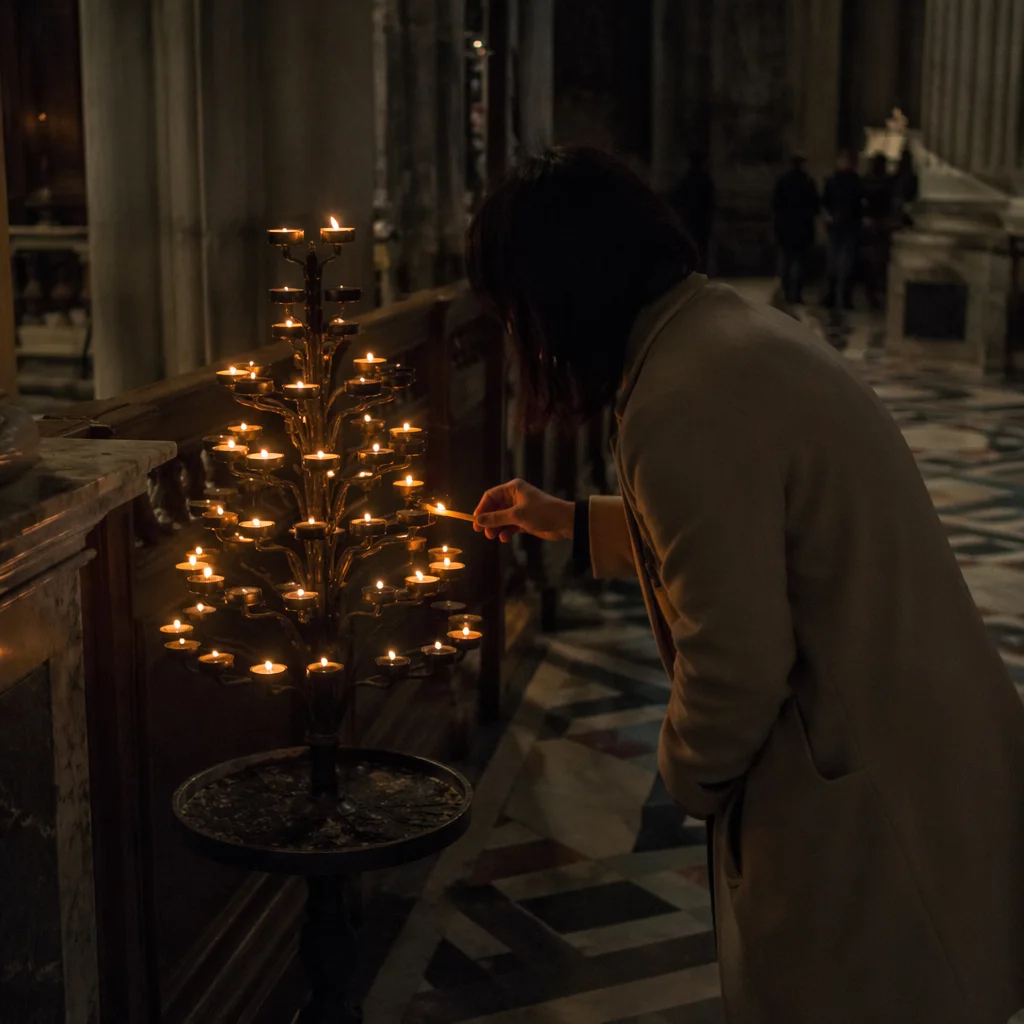 Lighting a Candle in a Quiet Church