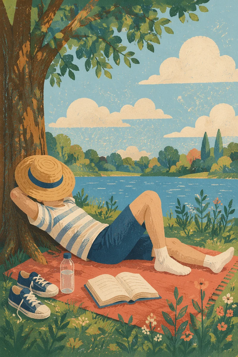 Relaxed Cloud Watching by Park Lake