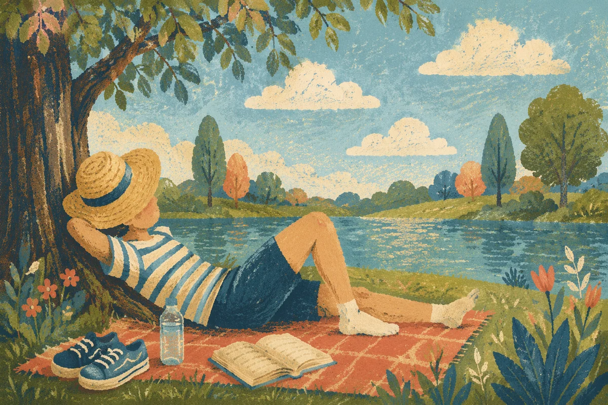 Peaceful Summer Rest by Park Lake
