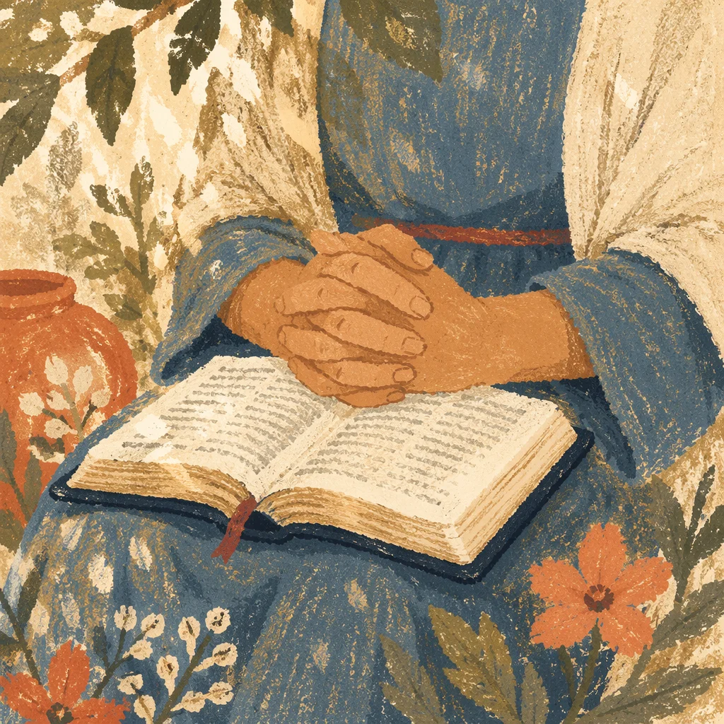 Quiet Garden Prayer Over Open Bible