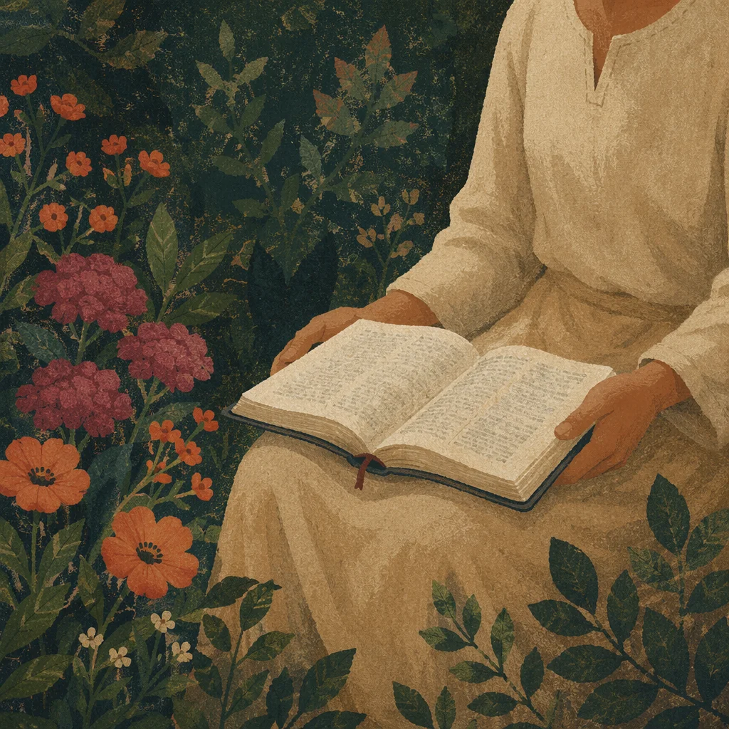 Quiet Bible Meditation in Garden