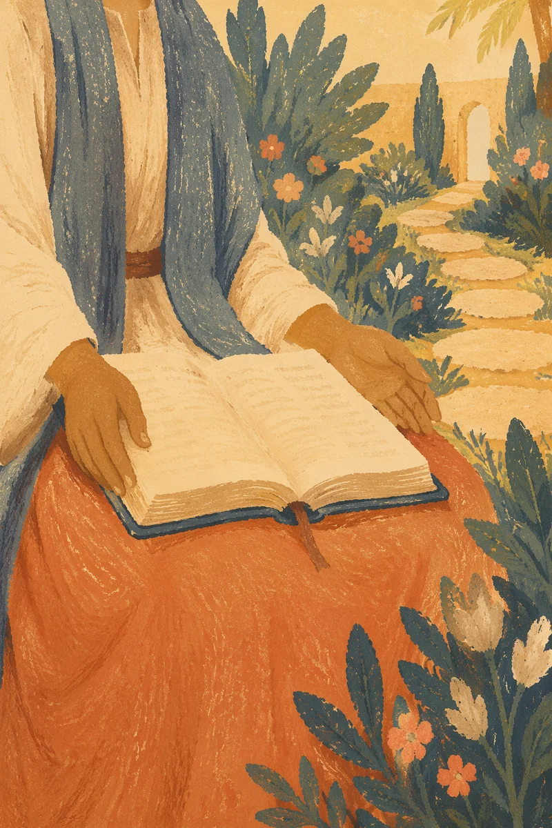 Quiet Garden Meditation With Open Bible