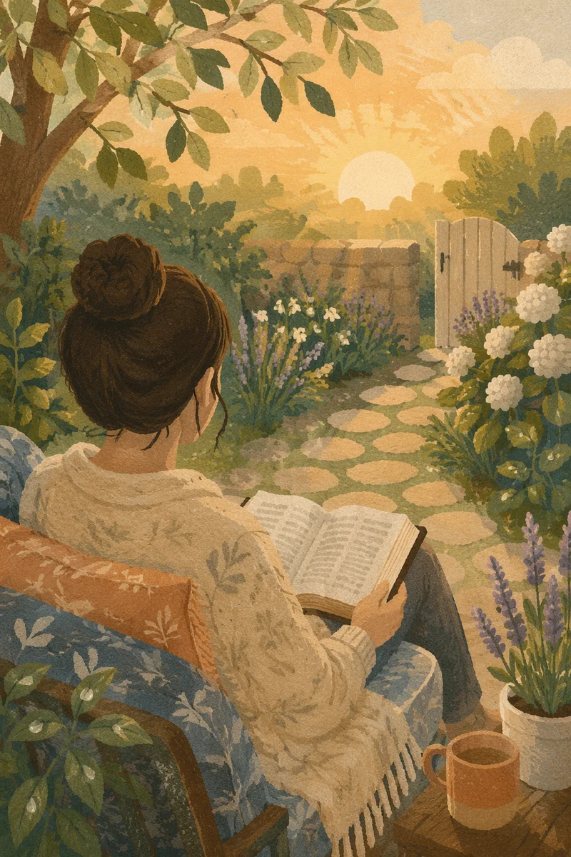Quiet Bible Meditation in Garden Sunrise