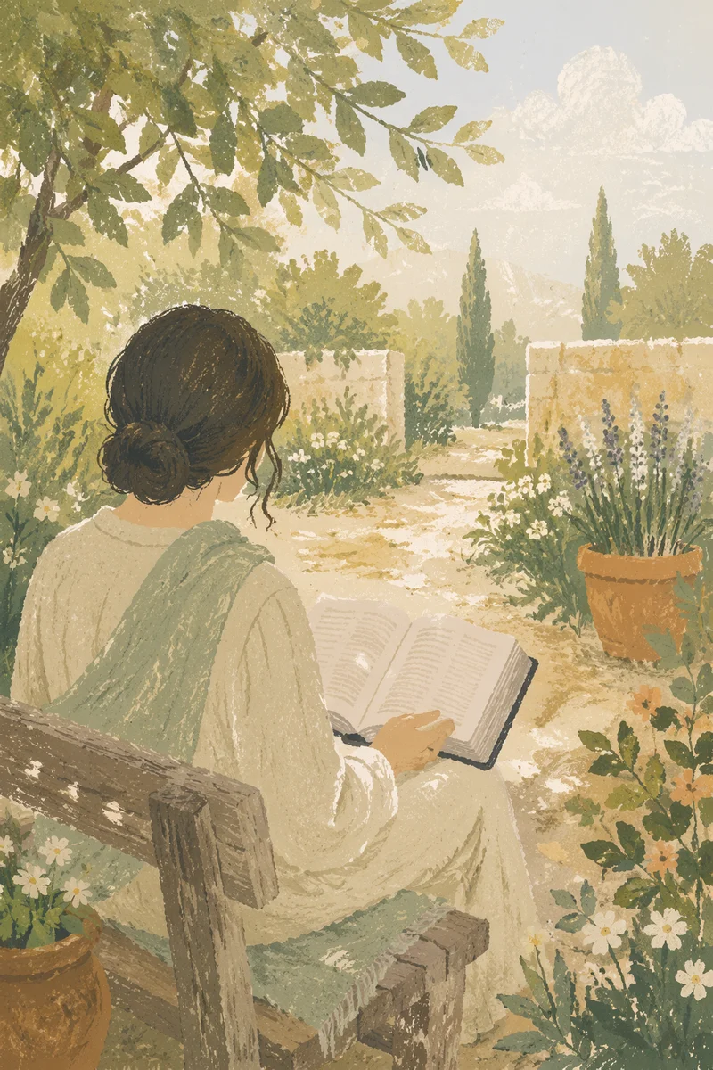 Quiet Bible Meditation in Garden Morning