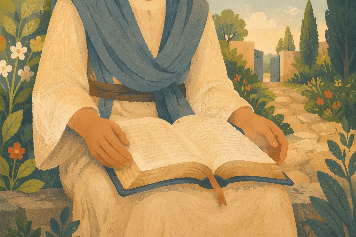 Quiet Bible Meditation in Garden Light