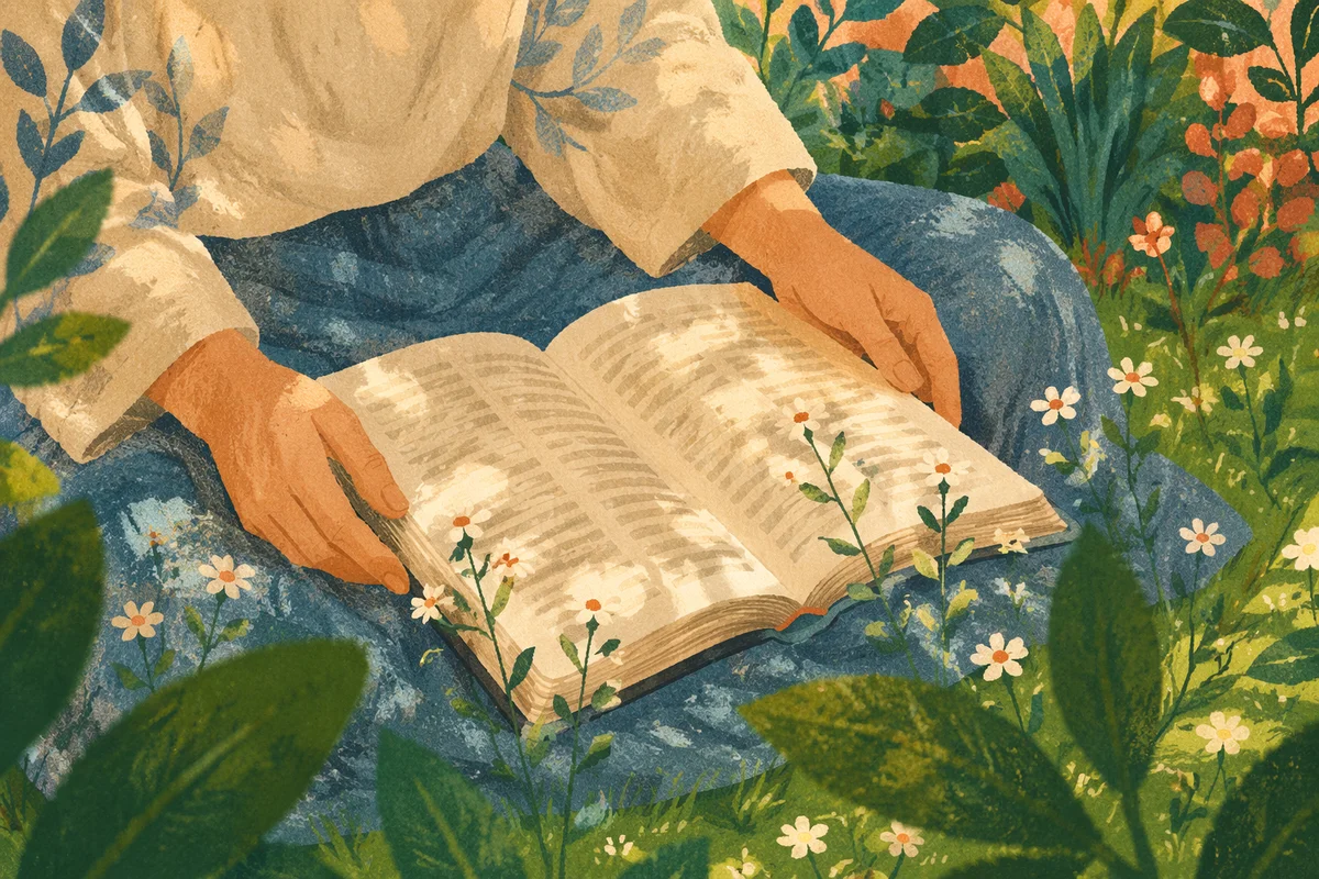 Quiet Bible Meditation in Garden