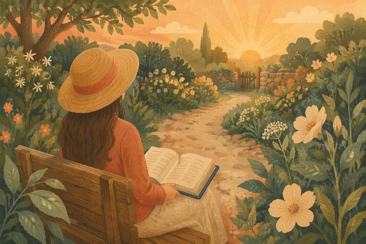 Quiet Bible Meditation in Garden Sunrise
