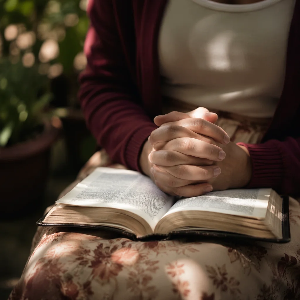 Quiet Garden Meditation with Open Bible