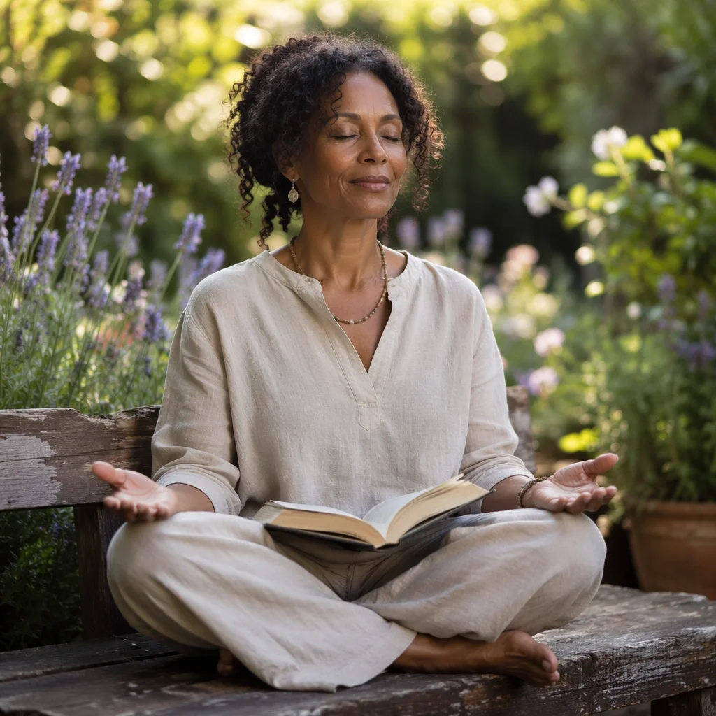 Peaceful Garden Bible Meditation Portrait