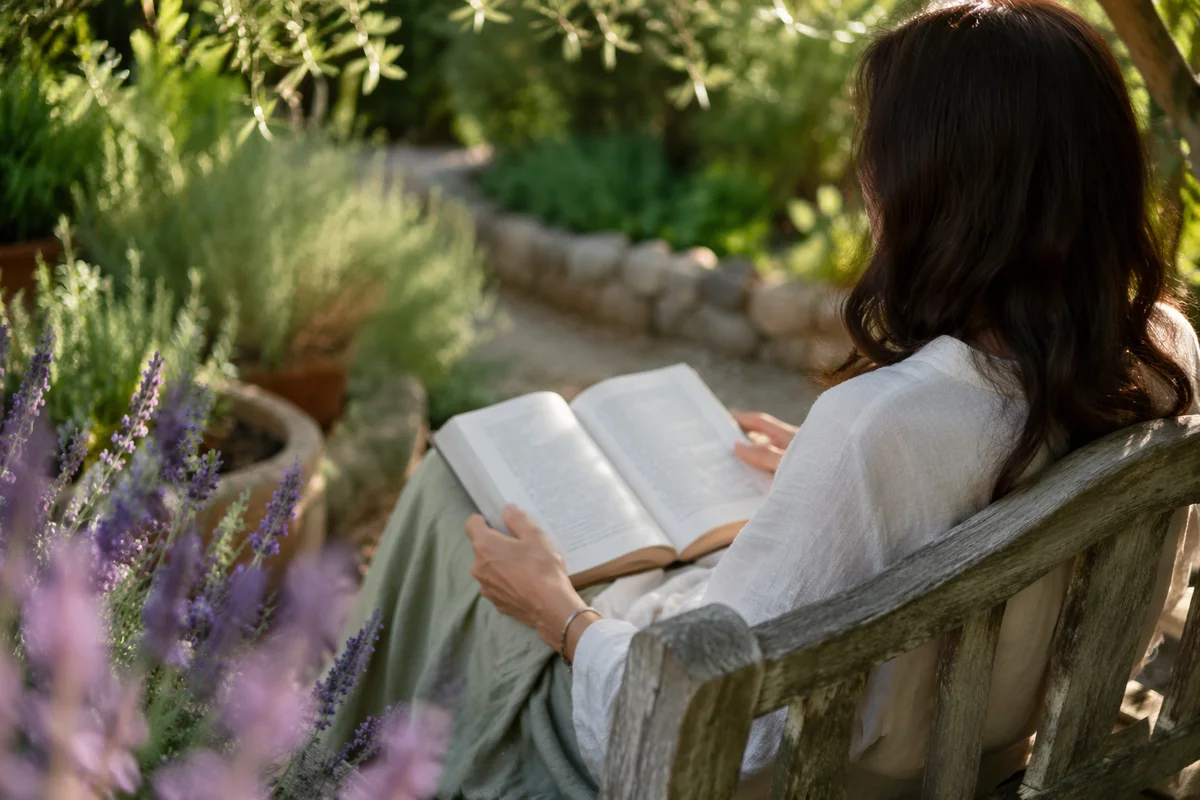 Quiet Bible Meditation in Morning Garden
