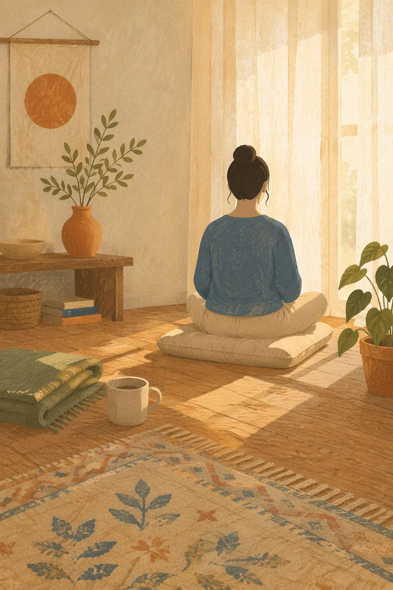 Peaceful Morning Meditation in Sunlit Apartment