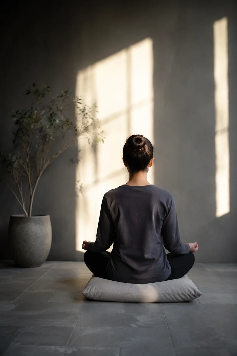 Morning Meditation in Minimalist Quiet Room