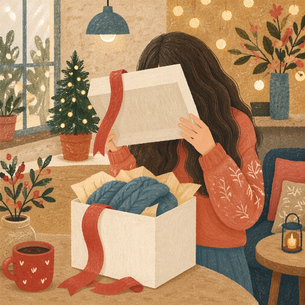 Joyful Surprise Opening a Gift Box