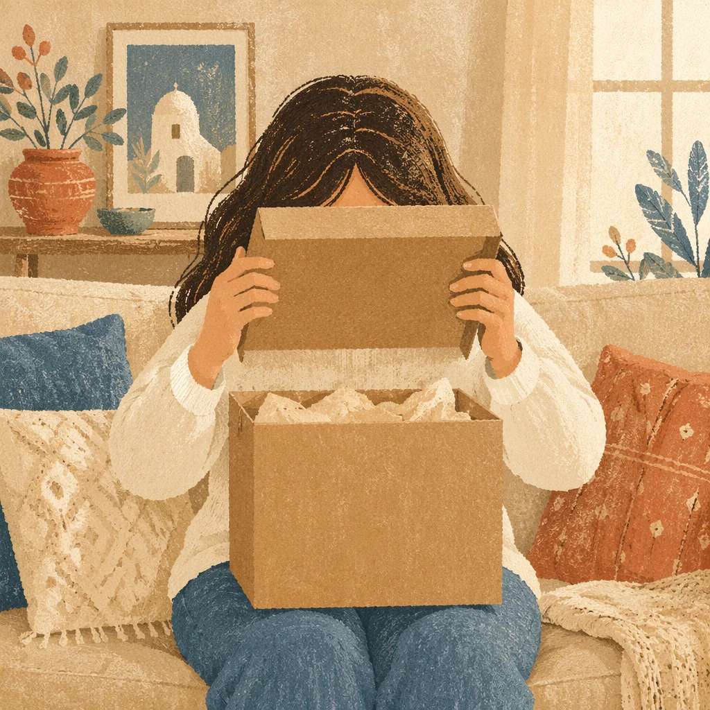 Joyful Gift Box Opening at Home