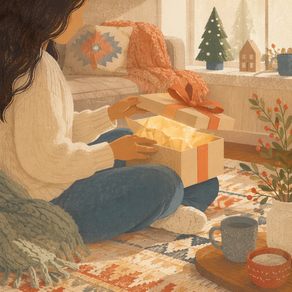 Joyful Gift Box Opening at Home