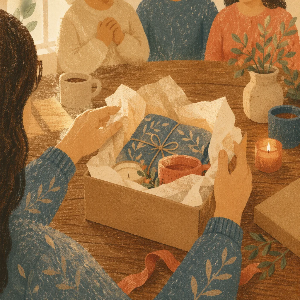 Joyful Gift Opening at Cozy Table