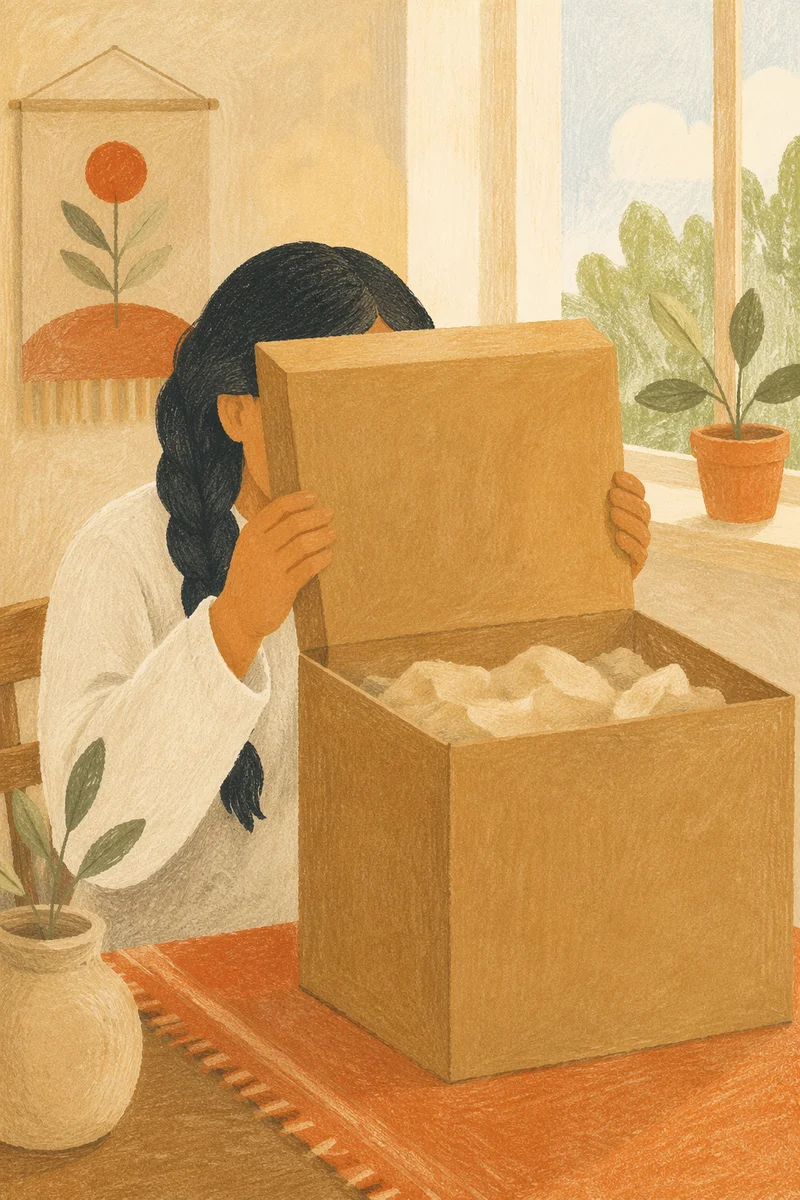 Joyful Gift Box Surprise in Warm Daylight