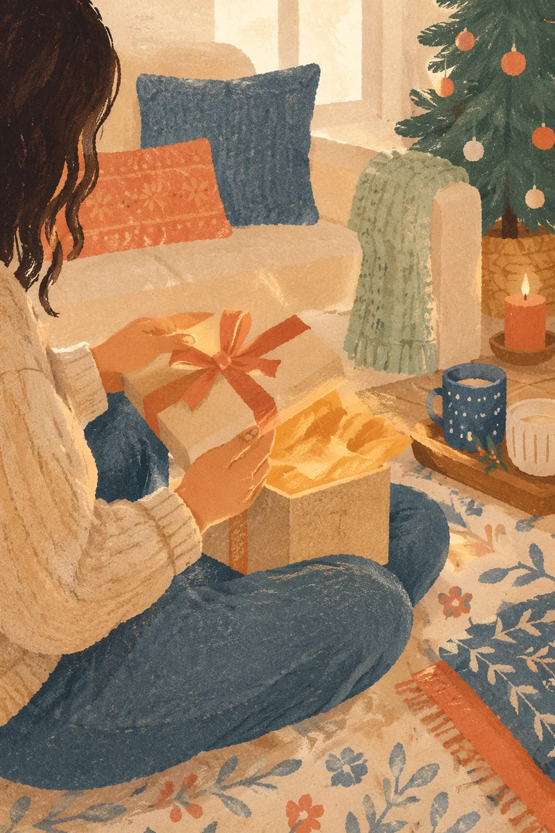 Joyful Gift Box Opening at Home