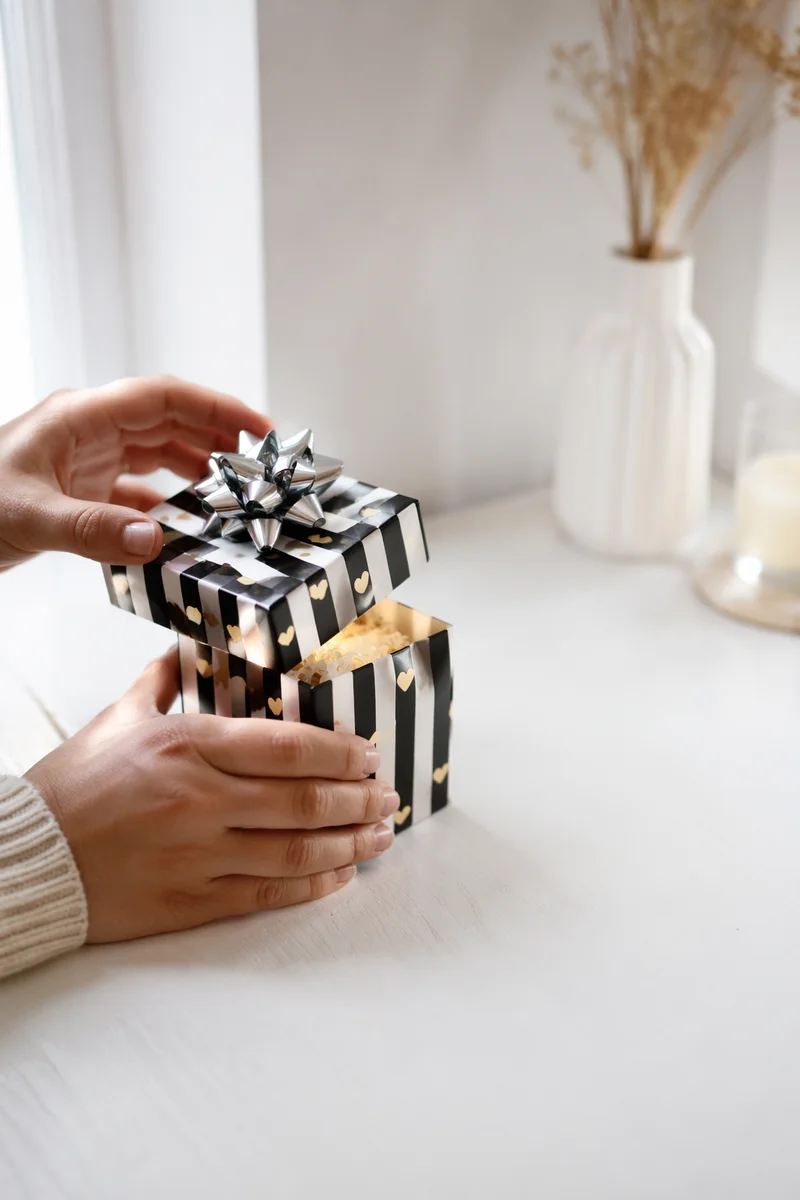 Joyful Hands Opening Striped Gift Box