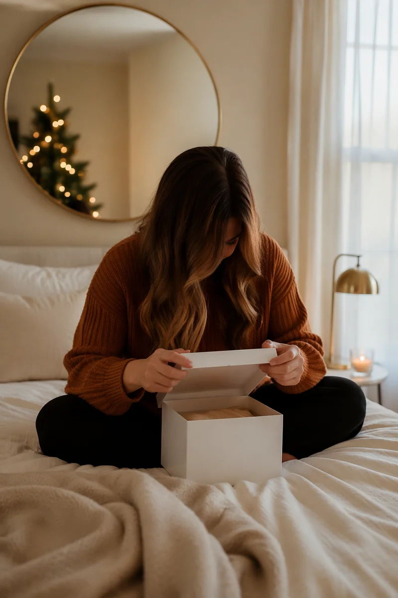 Joyful Morning Gift Opening on Cozy Bed